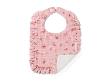 Babyono muslin bib ruffle pink 1724/02 1