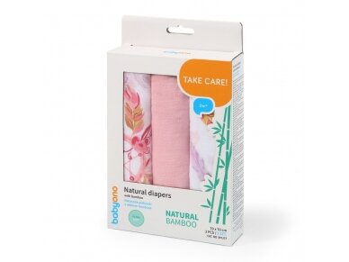 BabyOno bamboo diapers 3 pcs, pink 397/07