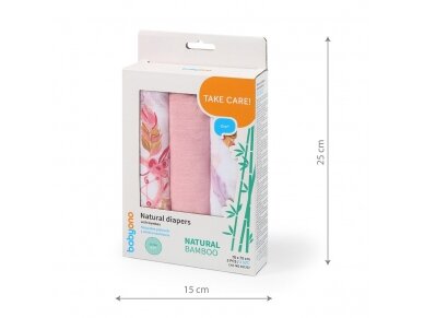 BabyOno bamboo diapers 3 pcs, pink 397/07 3