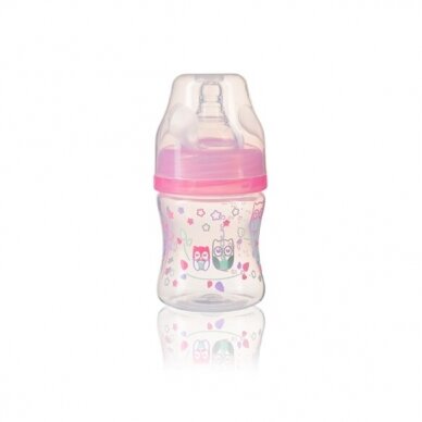 BabyOno dieglių nesukeliantis plataus kaklelio buteliukas 120 ml nuo 0 mėn rožinis 402/02