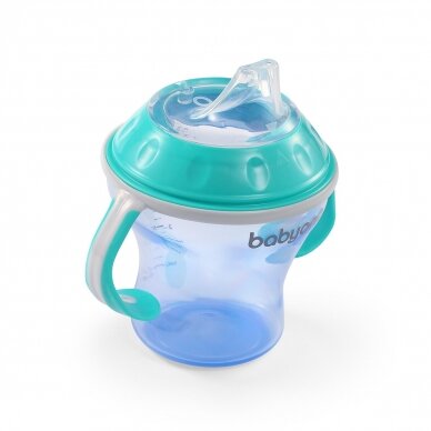 BabyOno neišsiliejantis puodelis minkštu snapeliu NATURAL NURSING, mėlynas, 180 ml, 1456/01 1