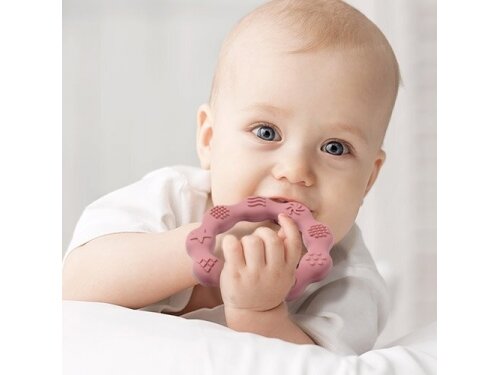 Babyono Silicone teether RING pink 825/02 7 Babyono Silicone teether RING pink 825/02 7