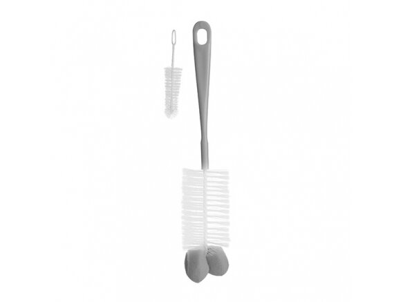 BabyOno Baby bottles and teats brush with mini brush & sponge tip, grey, 720/03