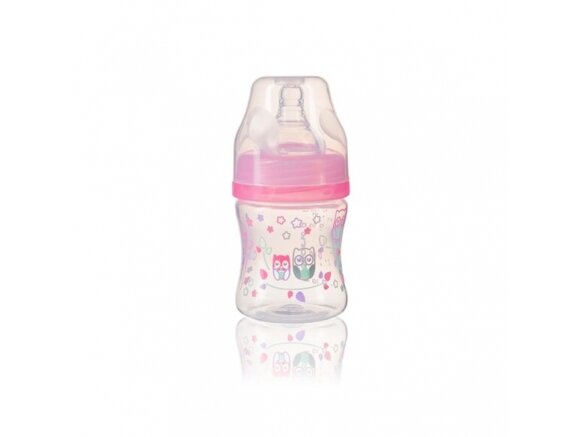 Anti colic wide neck plastic bottle, 120 ml pink 402/02 Anti colic wide neck plastic bottle, 120 ml pink 402/02