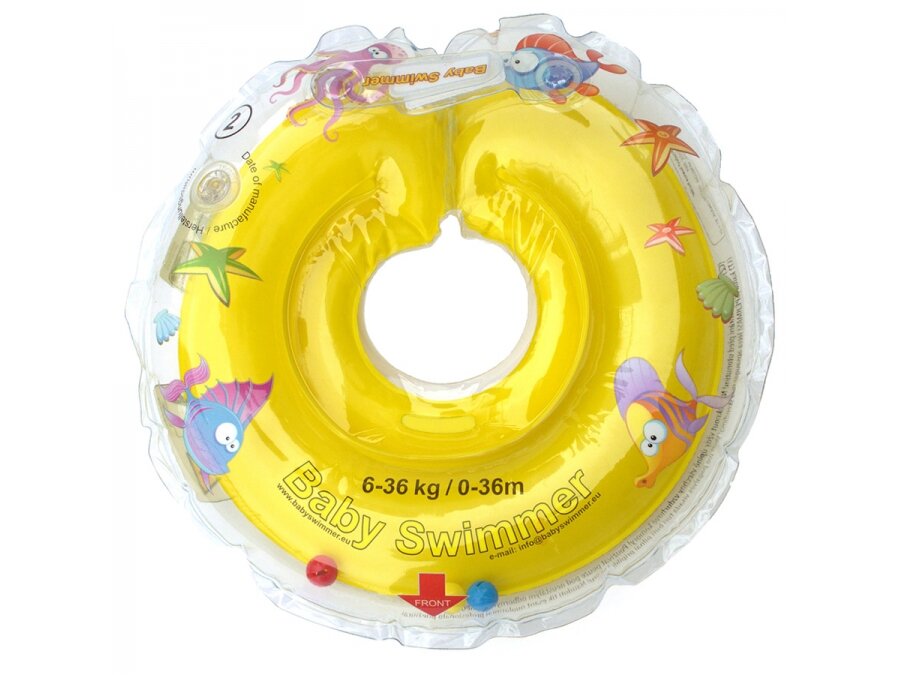 Baby Swimmer Inflatable neck ring for bathing newborns 6-36 kg., without rattles, yellow
