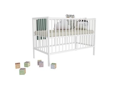 Bobas baby cot drop down side MAGDA white 120x60 Bobas baby cot drop down side MAGDA white 120x60