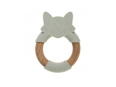 Wood and silicone teether FOX gray, BOC0522 1 Wood and silicone teether FOX gray, BOC0522 1