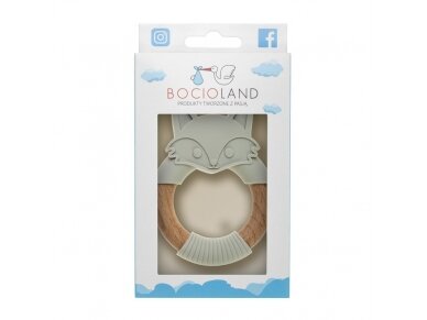 Wood and silicone teether FOX gray, BOC0522 2 Wood and silicone teether FOX gray, BOC0522 2