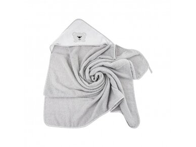 Bocioland bath cover (100% Cotton) 100x100 bear, grey 1 Bocioland bath cover (100% Cotton) 100x100 bear, grey 1
