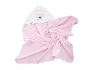 Bocioland bath cover (100% Cotton) 100x100 pink, bear 2
