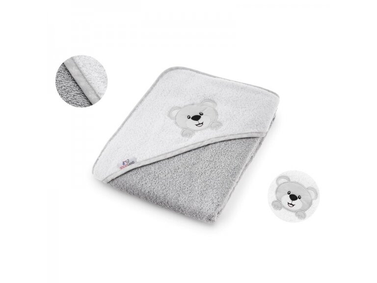 Bocioland bath cover (100% Cotton) 100x100 bear, grey Bocioland bath cover (100% Cotton) 100x100 bear, grey