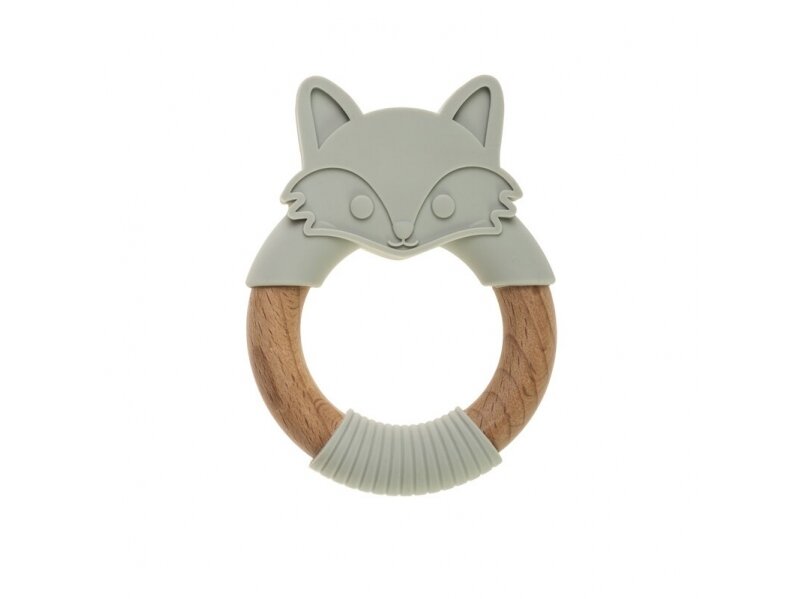 Wood and silicone teether FOX gray, BOC0522