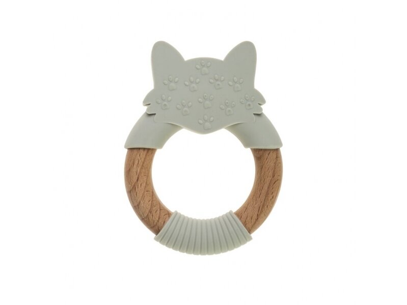 Wood and silicone teether FOX gray, BOC0522 1