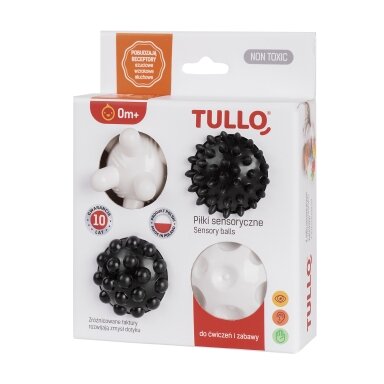 Tullo lavinamieji kamuoliukai kūdikiams 4vnt juodi balti 6-7cm 805 Tullo lavinamieji kamuoliukai kūdikiams 4vnt juodi balti 6-7cm 805