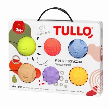Kamuoliukai sensoriniam vystymui Tullo, veidukai, 6 vnt., 462 Kamuoliukai sensoriniam vystymui Tullo, veidukai, 6 vnt., 462