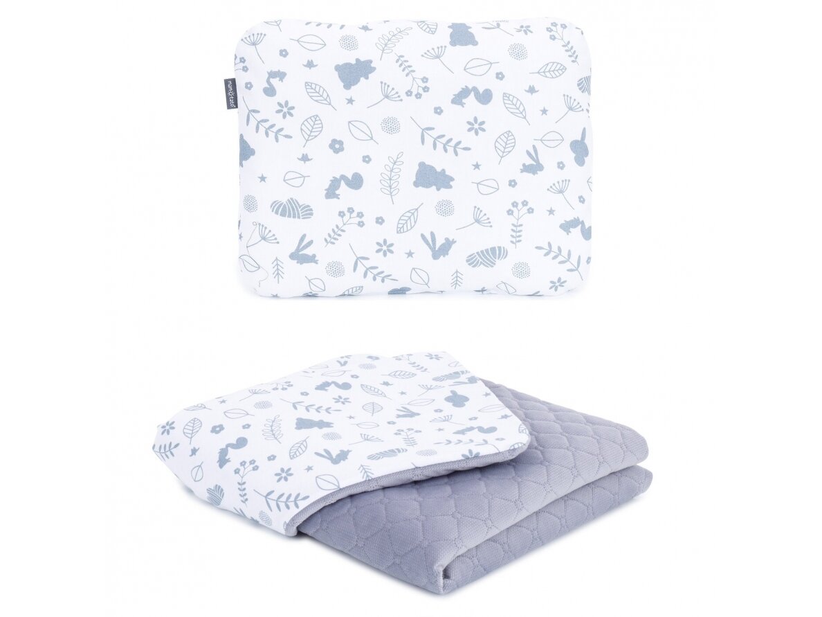 Baby blanket (75x100) + pillow (30x38),  forest, grey