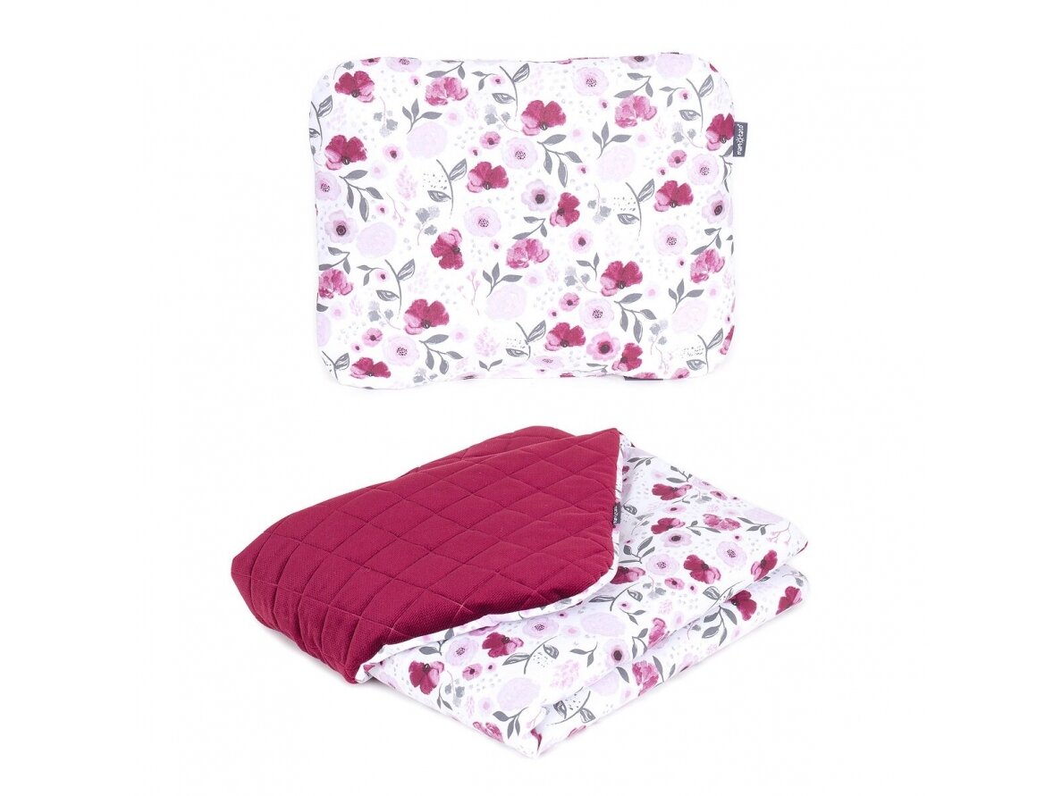 Baby blanket (75x100) + pillow (30x38), flowers Orphans, dark red Baby blanket (75x100) + pillow (30x38), flowers Orphans, dark red