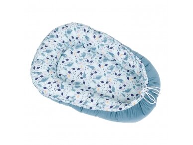 MamoTato baby nest ( cocoon ) - double-sided, velvet, herons, blue MamoTato baby nest ( cocoon ) - double-sided, velvet, herons, blue