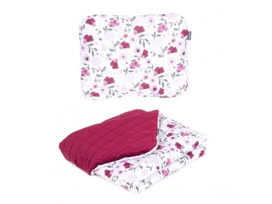 Baby blanket (75x100) + pillow (30x38), flowers Orphans, dark red Baby blanket (75x100) + pillow (30x38), flowers Orphans, dark red