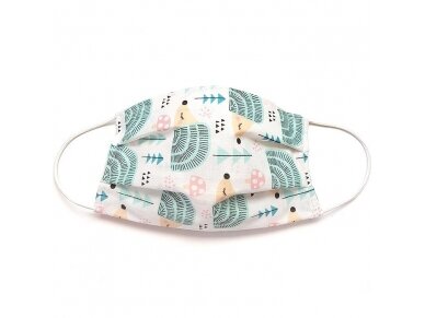 MamoTato child face mask with filter pocket, green, hedgehog MamoTato child face mask with filter pocket, green, hedgehog