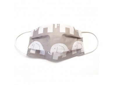 MamoTato child face mask with filter pocket, grey, elephant MamoTato child face mask with filter pocket, grey, elephant