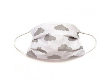 MamoTato child face mask with filter pocket, white, clouds MamoTato child face mask with filter pocket, white, clouds