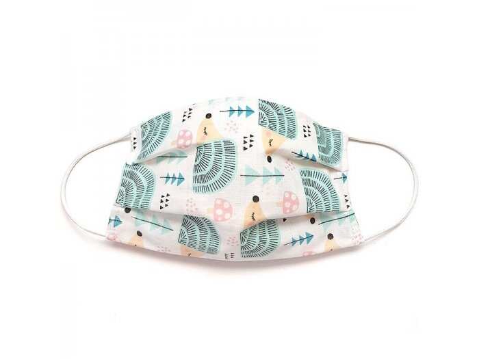 MamoTato child face mask with filter pocket, green, hedgehog