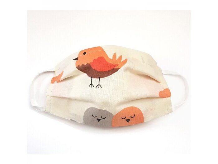MamoTato child face mask with filter pocket, cream, birds