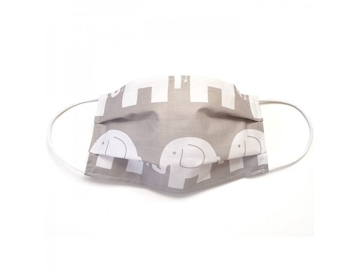 MamoTato child face mask with filter pocket, grey, elephant