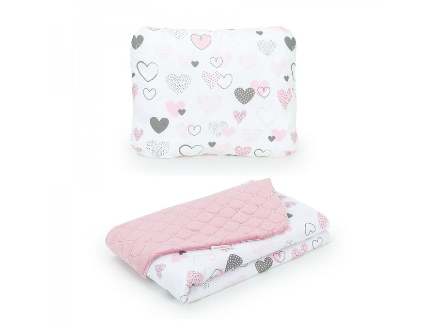 Baby blanket (75x100) + pillow (30x38) hearts