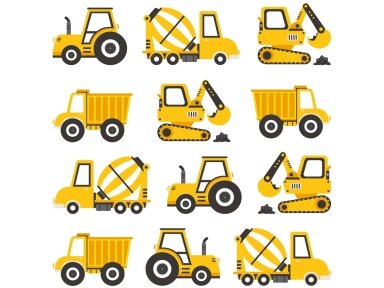 Pastelowe Lovestickers yellow construction vehicles