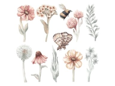 Pastelowe Lovesticker wildflowers set I