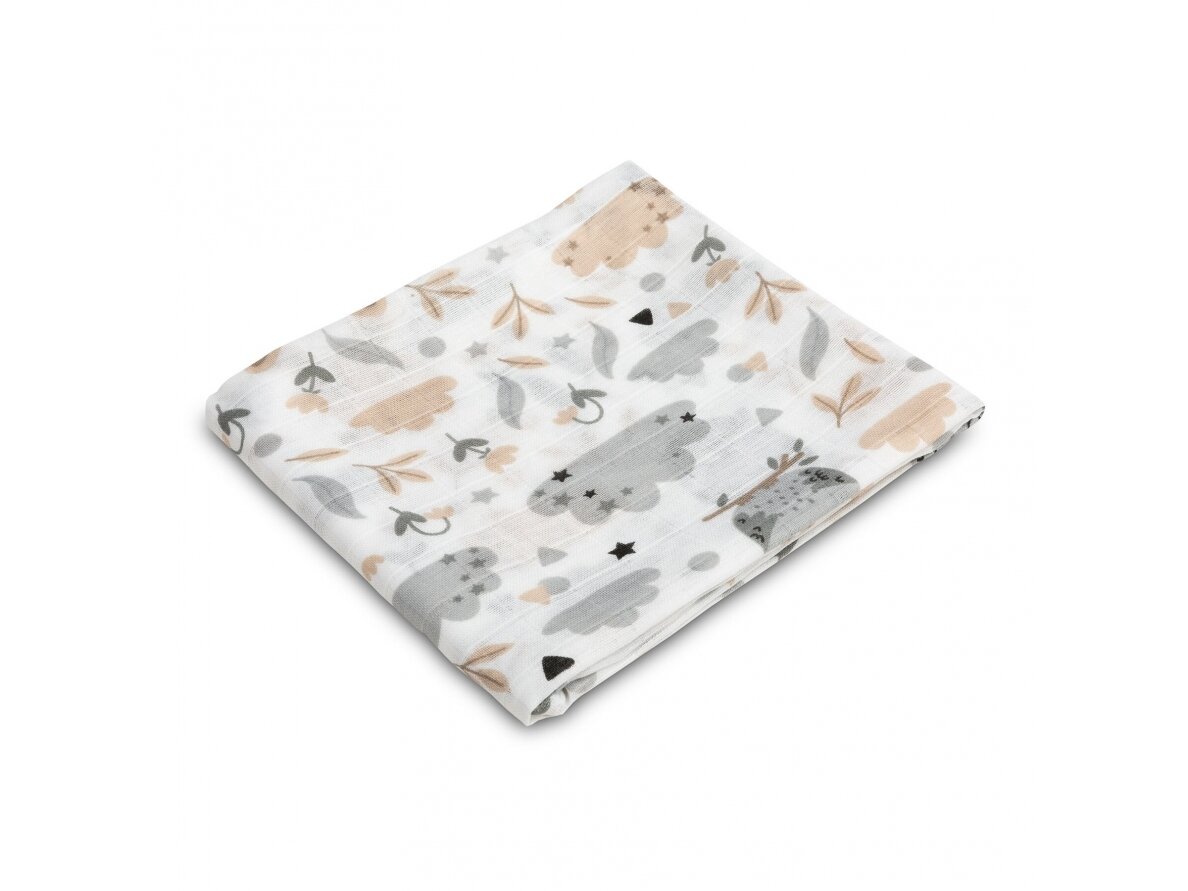 MUSLIN SWADDLE BLANKET OWLS, 70x80