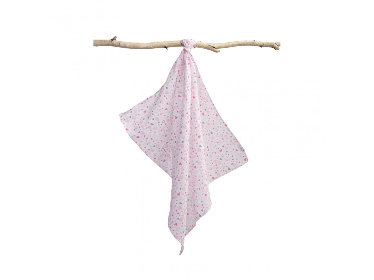 MUSLIN DIAPER 70X80 – HEARTS PINK-GREY, 70x80 1