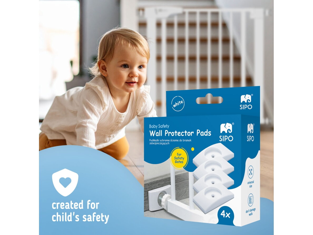 SIPO wall protector pads for safety gates 4 pcs white SBSWP01 1 SIPO wall protector pads for safety gates 4 pcs white SBSWP01 1