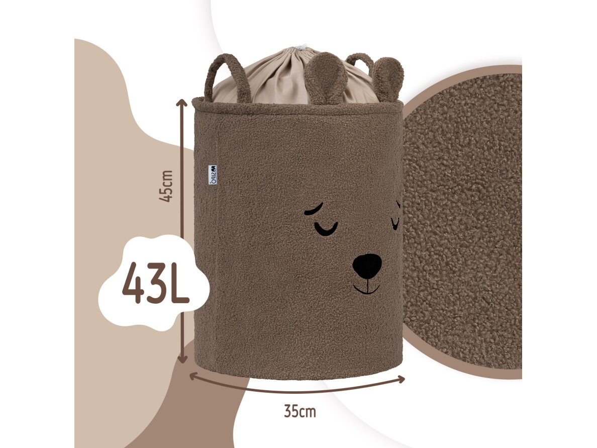 SIPO Toy Storage Basket XL Premium Bouclé Edition bear brown 35x35x45cm BB02 1