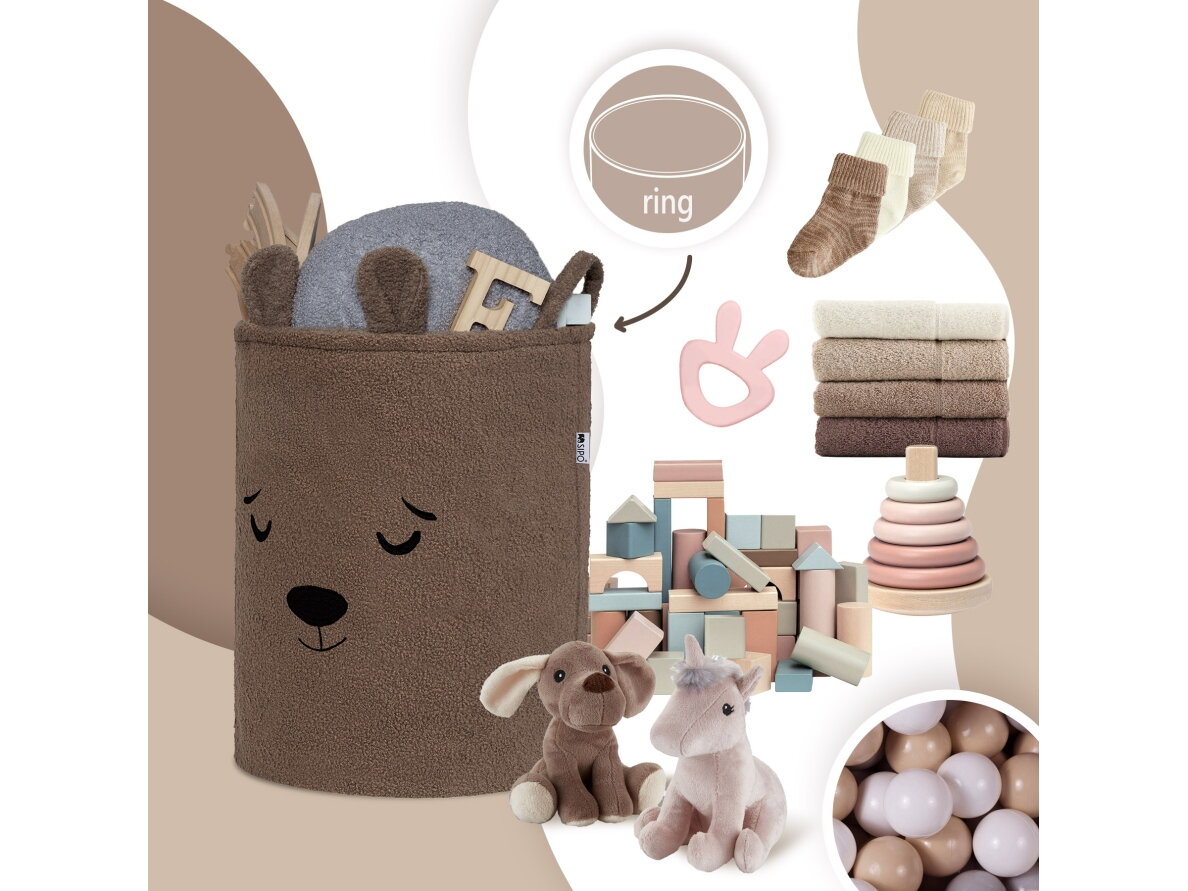 SIPO Toy Storage Basket XL Premium Bouclé Edition bear brown 35x35x45cm BB02 2 SIPO Toy Storage Basket XL Premium Bouclé Edition bear brown 35x35x45cm BB02 2