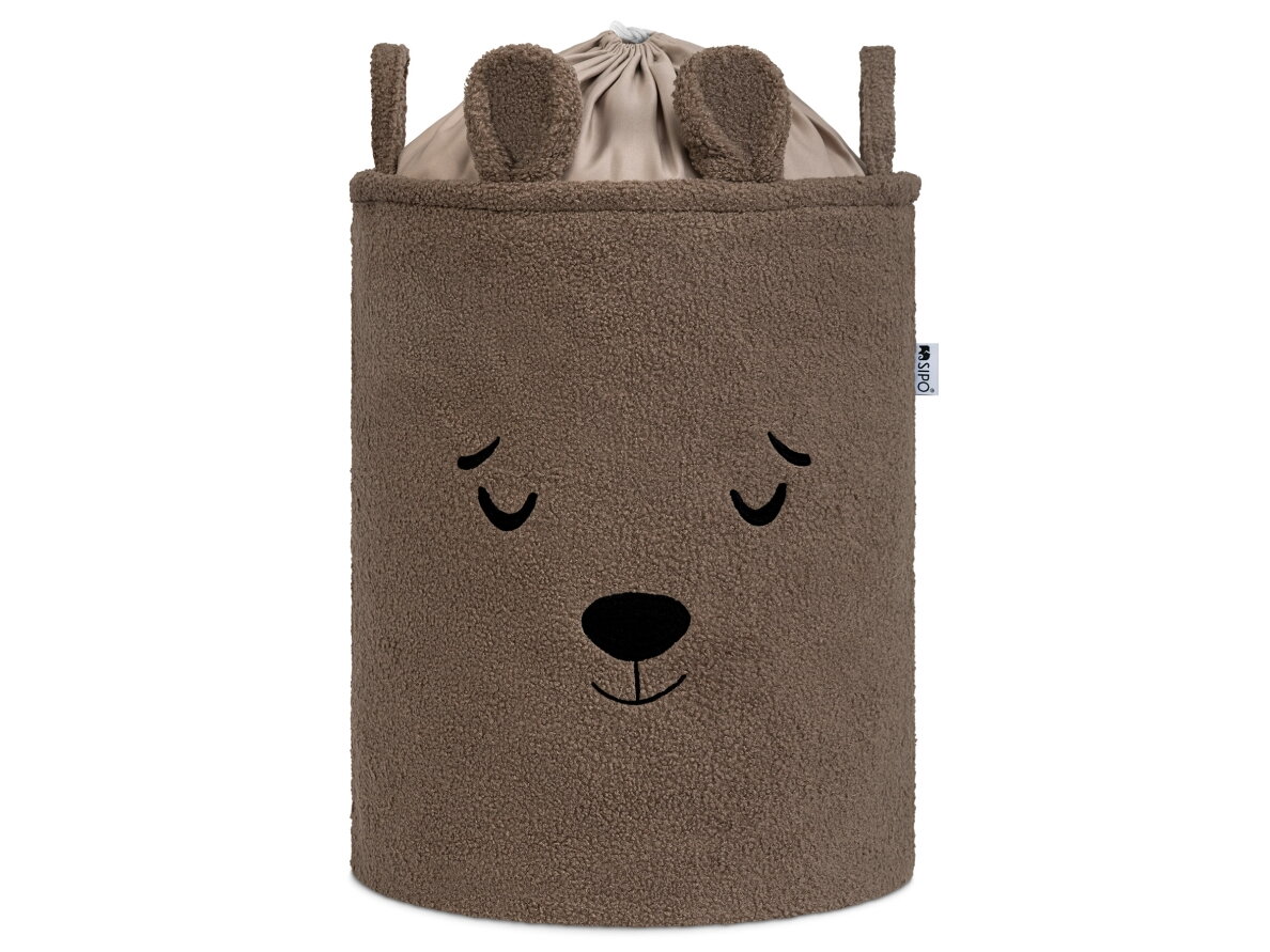 SIPO Toy Storage Basket XL Premium Bouclé Edition bear brown 35x35x45cm BB02