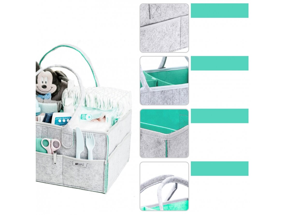 SIPO felt diaper caddy bag for baby accessories mint OF003 1 SIPO felt diaper caddy bag for baby accessories mint OF003 1