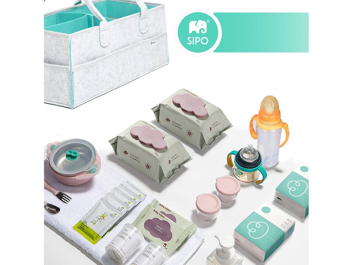 SIPO felt diaper caddy bag for baby accessories mint OF003 2