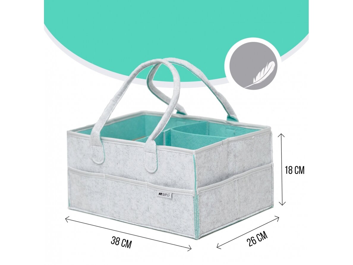 SIPO felt diaper caddy bag for baby accessories mint OF003 5