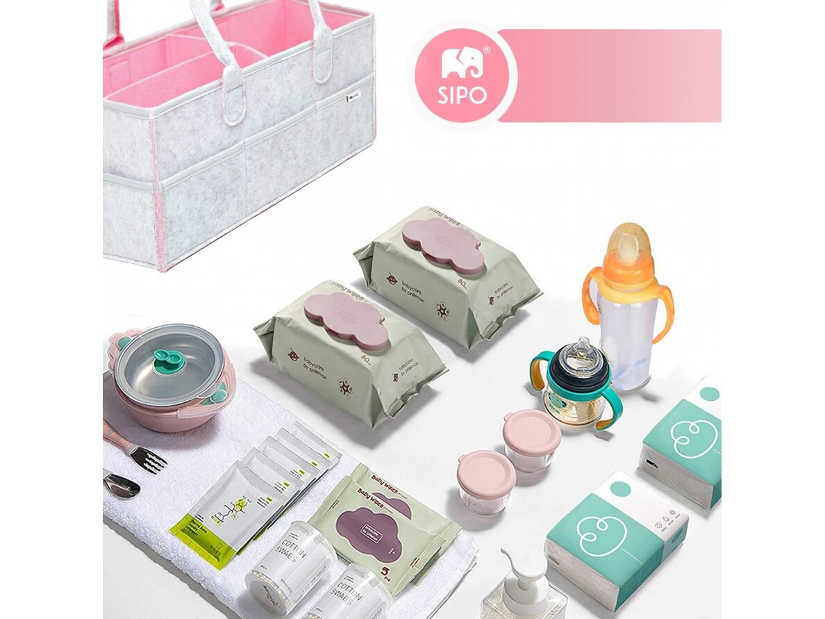 SIPO felt diaper caddy bag for baby accessories pink OF002 1 SIPO felt diaper caddy bag for baby accessories pink OF002 1