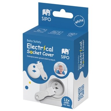 SIPO apsaugos rozetėms 12 vnt balti SBS-C10 SIPO apsaugos rozetėms 12 vnt balti SBS-C10