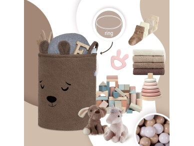 SIPO Toy Storage Basket XL Premium Bouclé Edition bear brown 35x35x45cm BB02 2