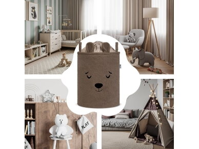 SIPO Toy Storage Basket XL Premium Bouclé Edition bear brown 35x35x45cm BB02 4