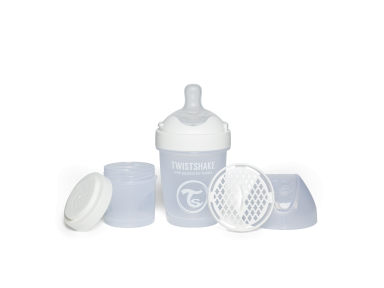 Twistshake Pro Double Anti-Colic Feeding Bottle 180ml Pastel White 79011 Twistshake Pro Double Anti-Colic Feeding Bottle 180ml Pastel White 79011