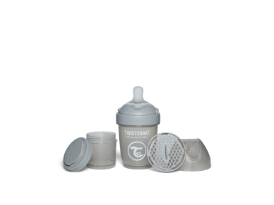 Twistshake Pro Double Anti-Colic Feeding Bottle 180ml Pastel Grey 79010 Twistshake Pro Double Anti-Colic Feeding Bottle 180ml Pastel Grey 79010