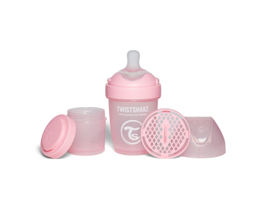 Twistshake Pro Double Anti-Colic Feeding Bottle 180ml Pastel Pink 79008 Twistshake Pro Double Anti-Colic Feeding Bottle 180ml Pastel Pink 79008