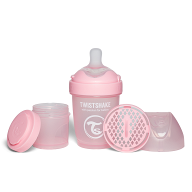 Twistshake buteliukas antikolikinis Pro Double 180ml rožinis 79008 Twistshake buteliukas antikolikinis Pro Double 180ml rožinis 79008