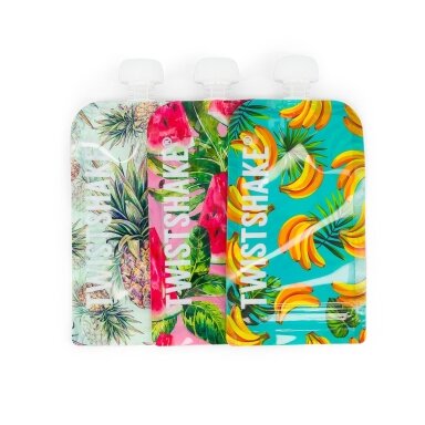 Twistshake daugkartiniai maišeliai maisteliui 3 vnt 220ml 78615 Twistshake daugkartiniai maišeliai maisteliui 3 vnt 220ml 78615